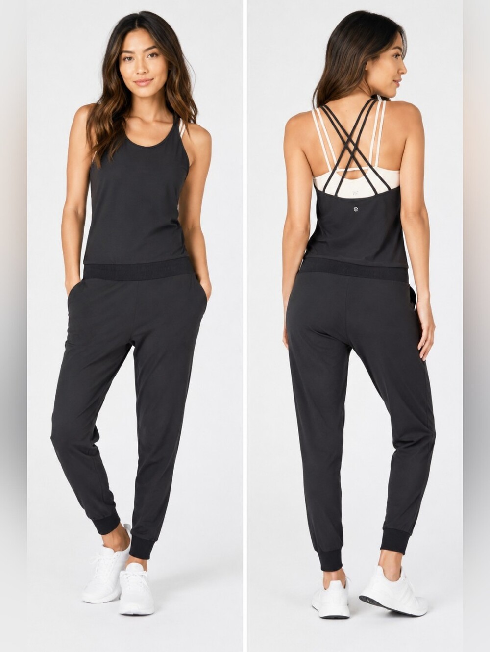 Sweaty Betty Black Strappy-Back Jumpsuit -